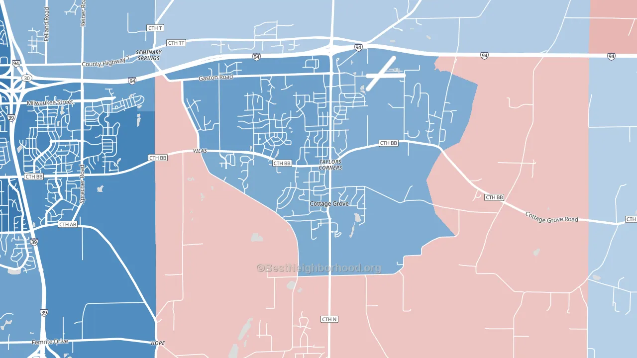 53527, WI block-group political-lean map