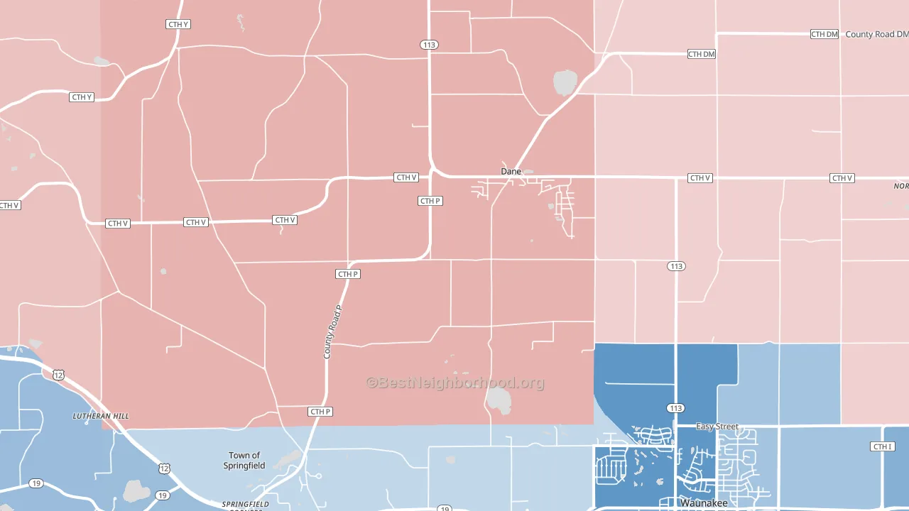 53529, WI block-group political-lean map
