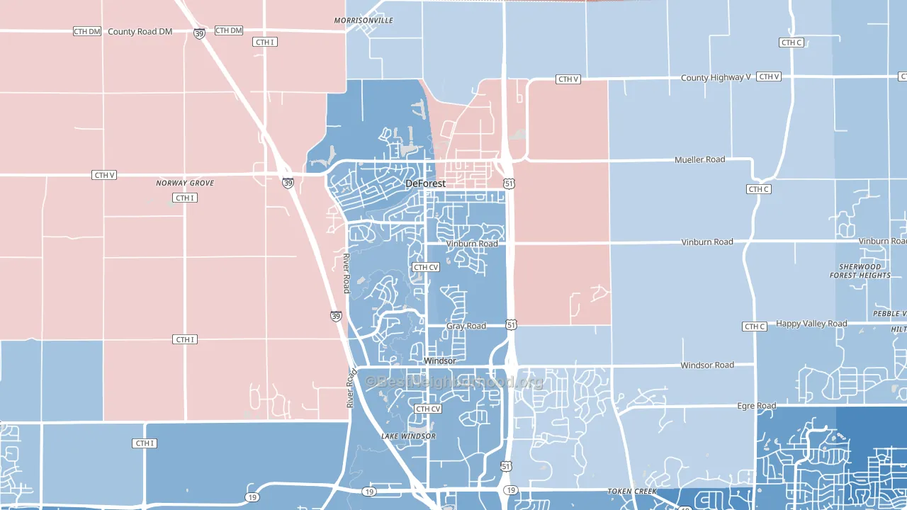 53532, WI block-group political-lean map