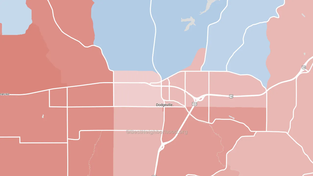 53533, WI block-group political-lean map