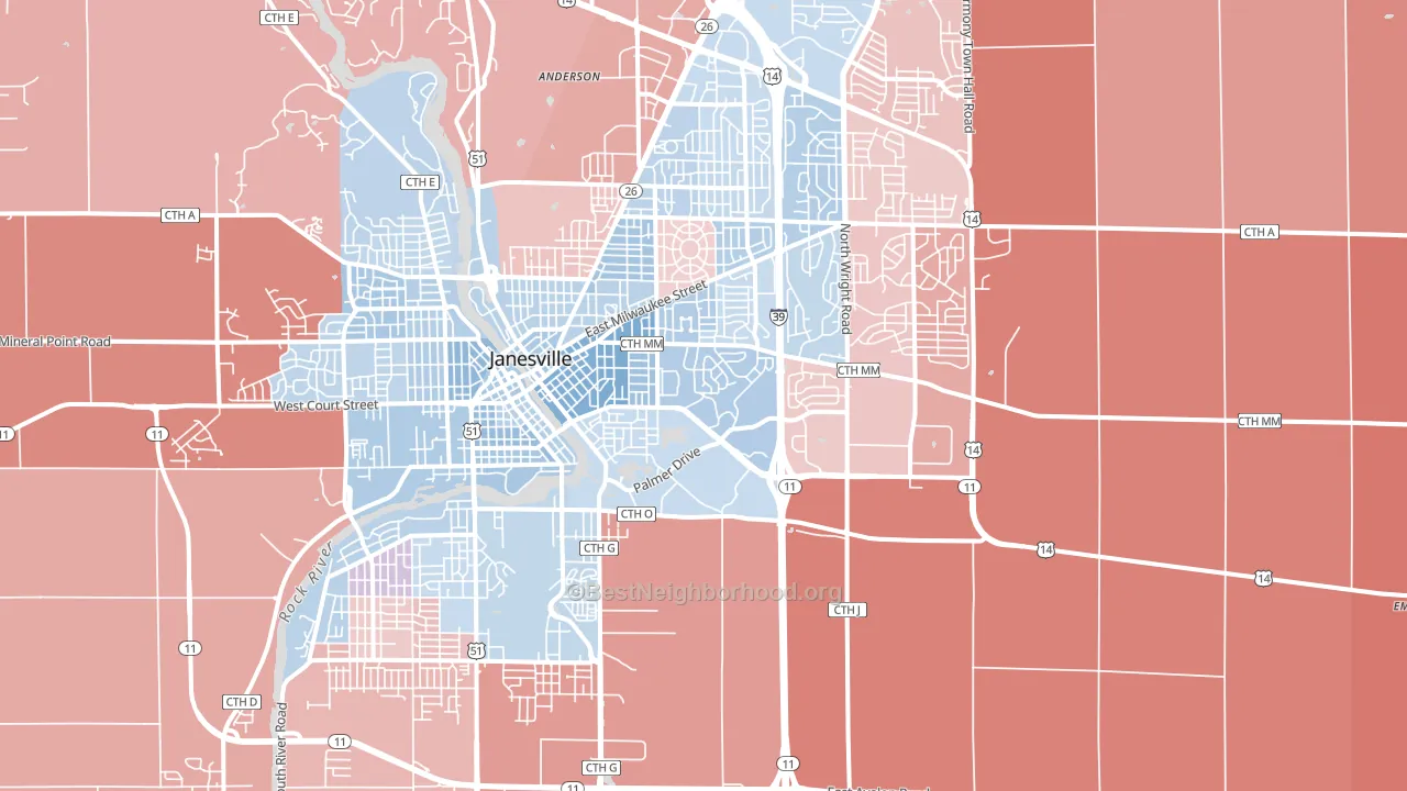 53546, WI block-group political-lean map