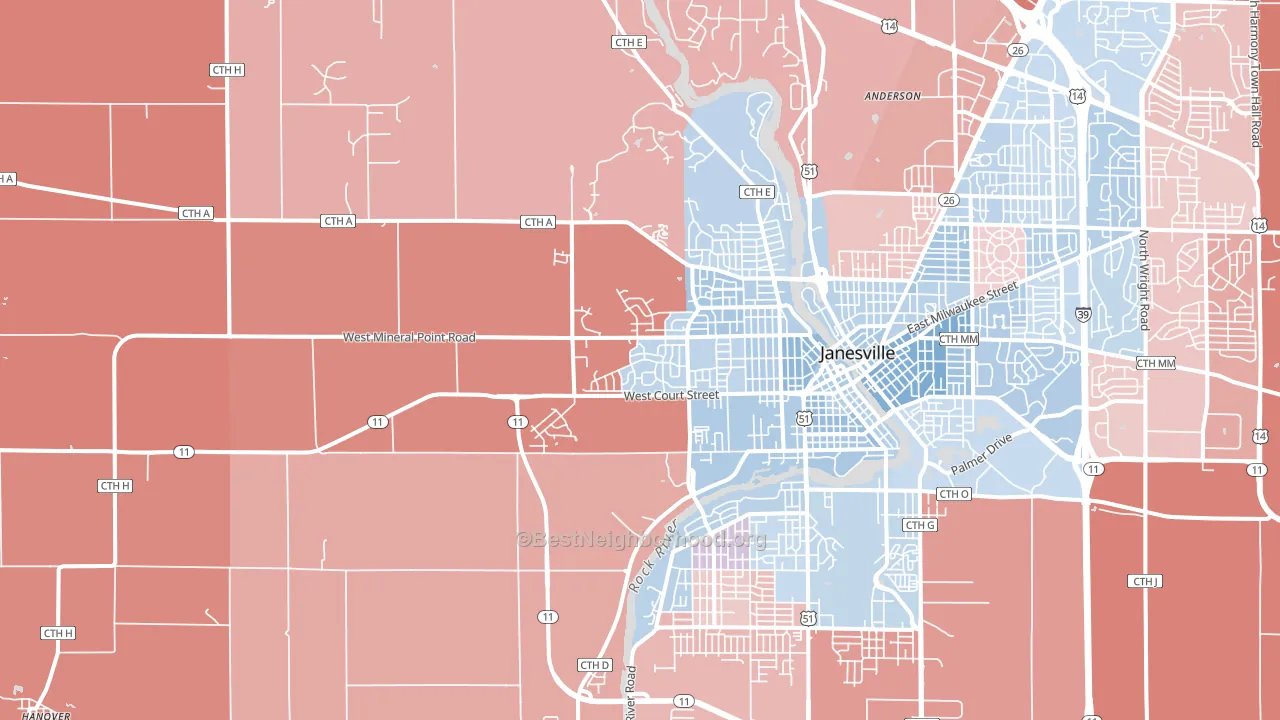 53548, WI block-group political-lean map