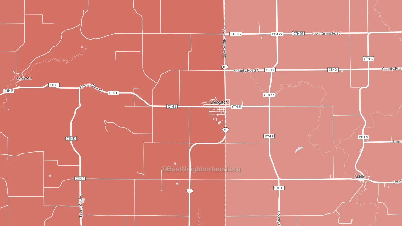 53554, WI block-group political-lean map