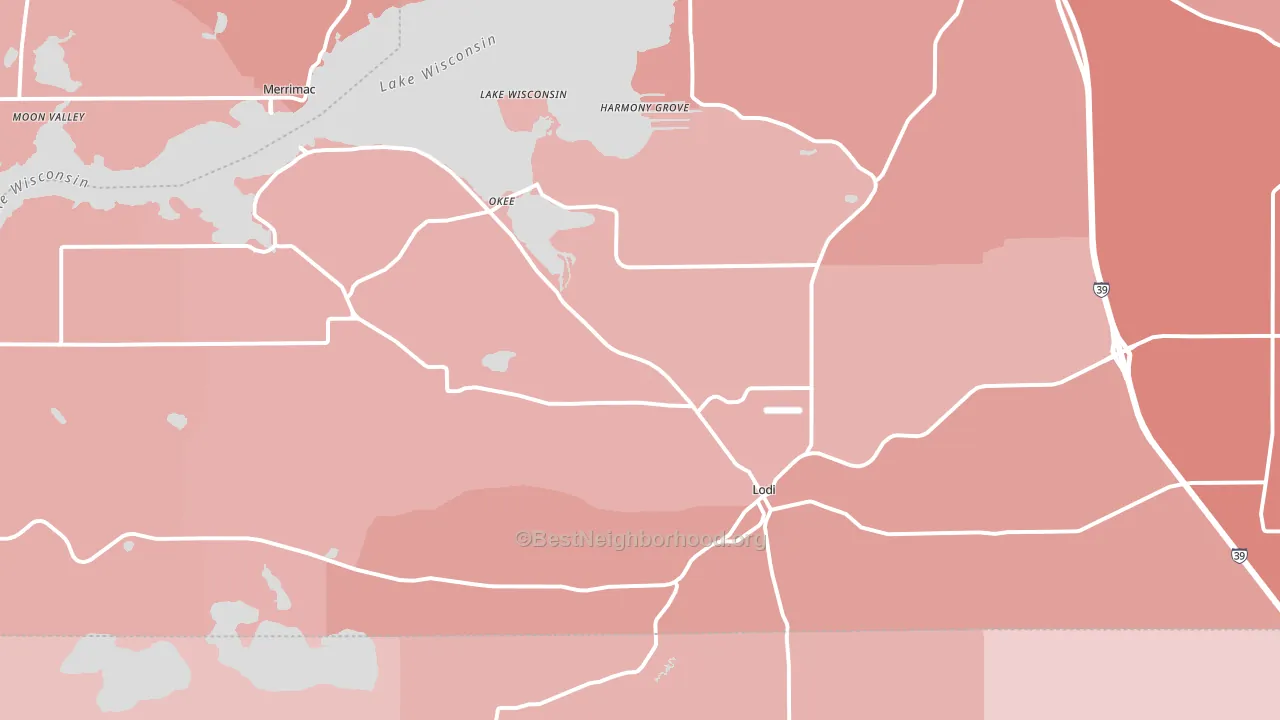 53555, WI block-group political-lean map