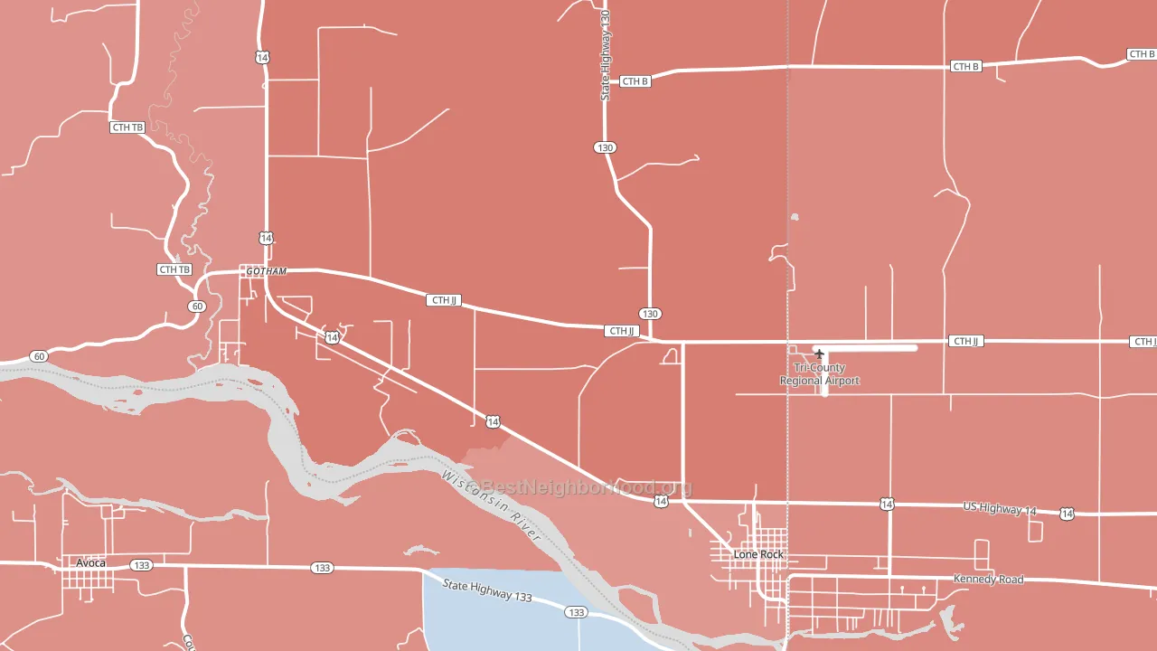 53556, WI block-group political-lean map