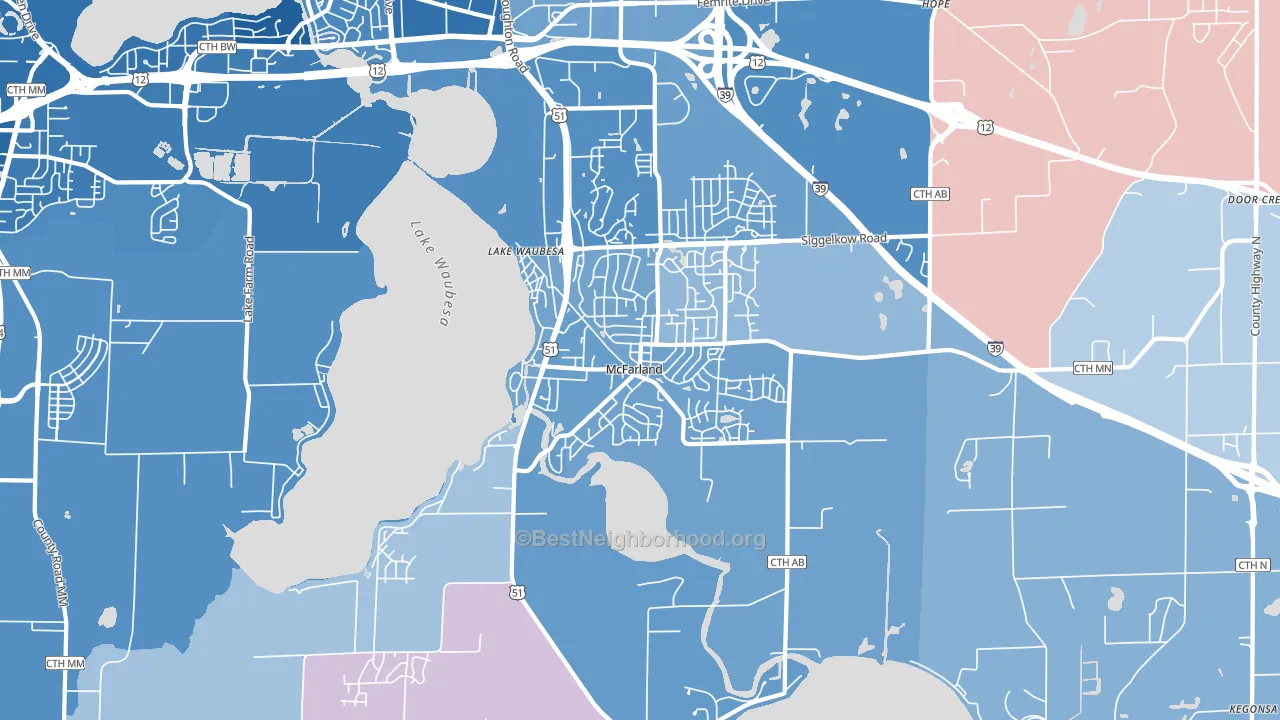 53558, WI block-group political-lean map