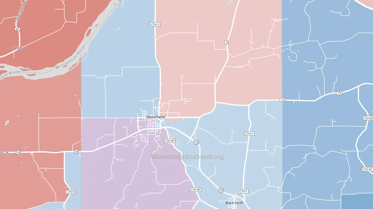 53560, WI block-group political-lean map