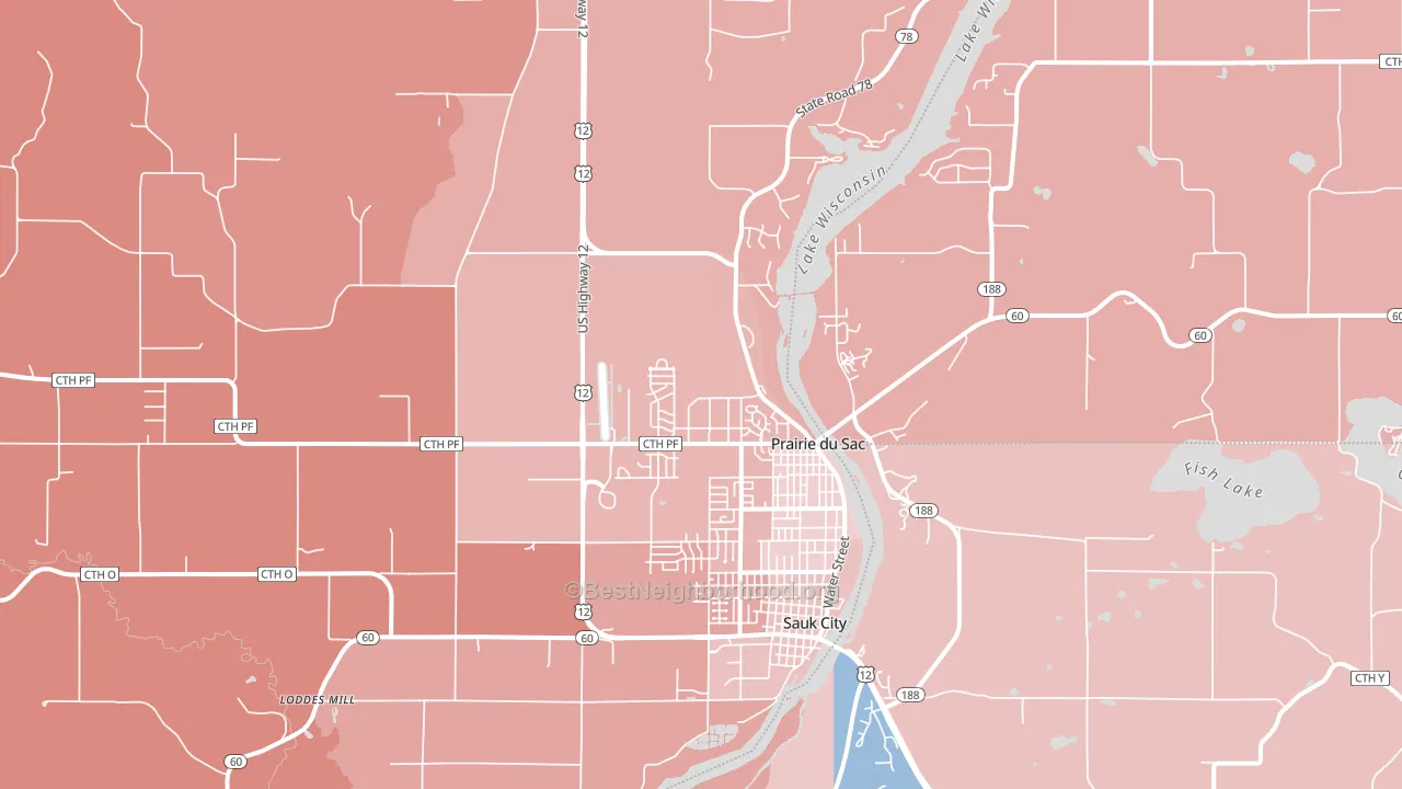 53578, WI block-group political-lean map
