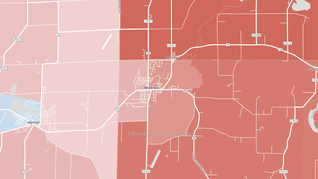 53594, WI block-group political-lean map