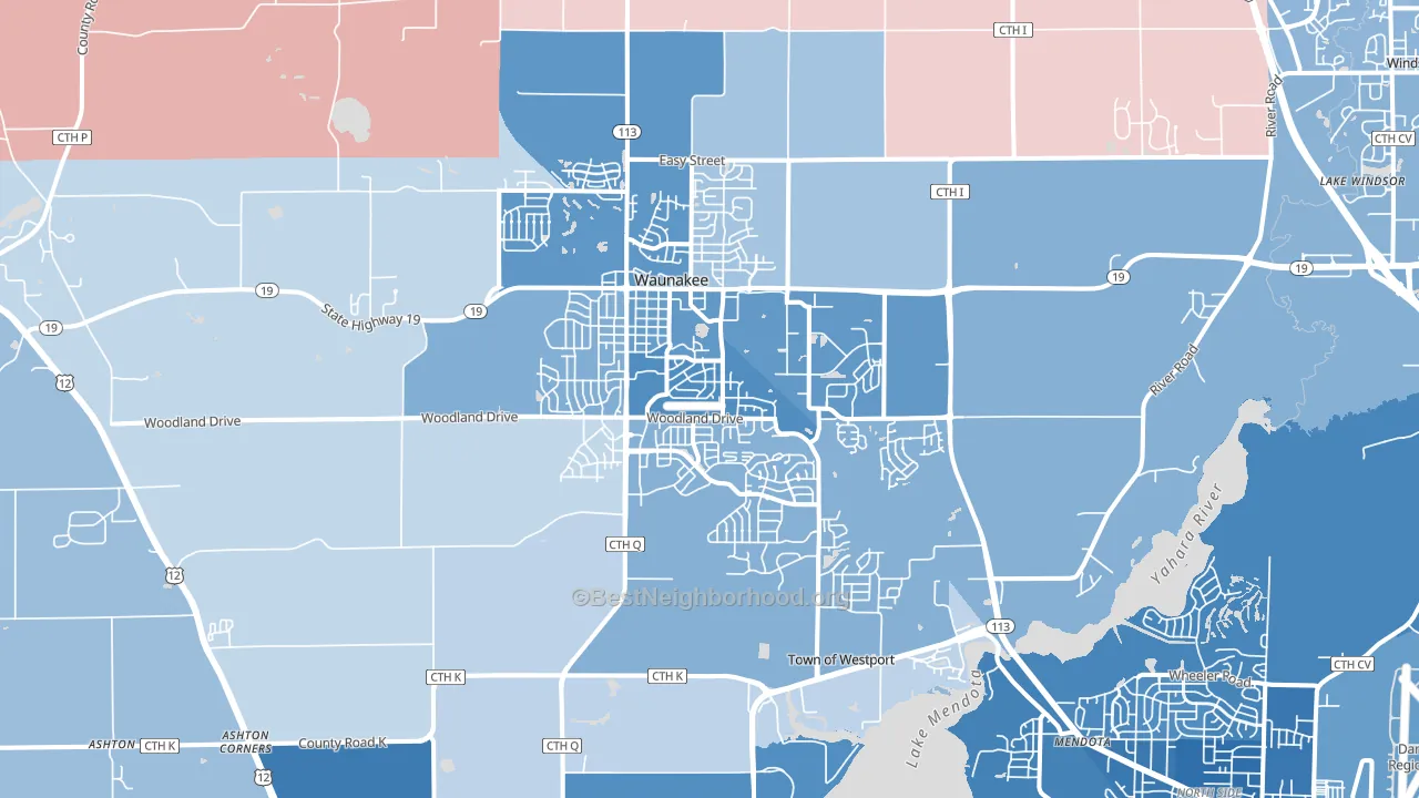 53597, WI block-group political-lean map