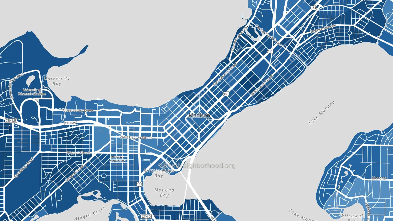 53703, WI block-group political-lean map