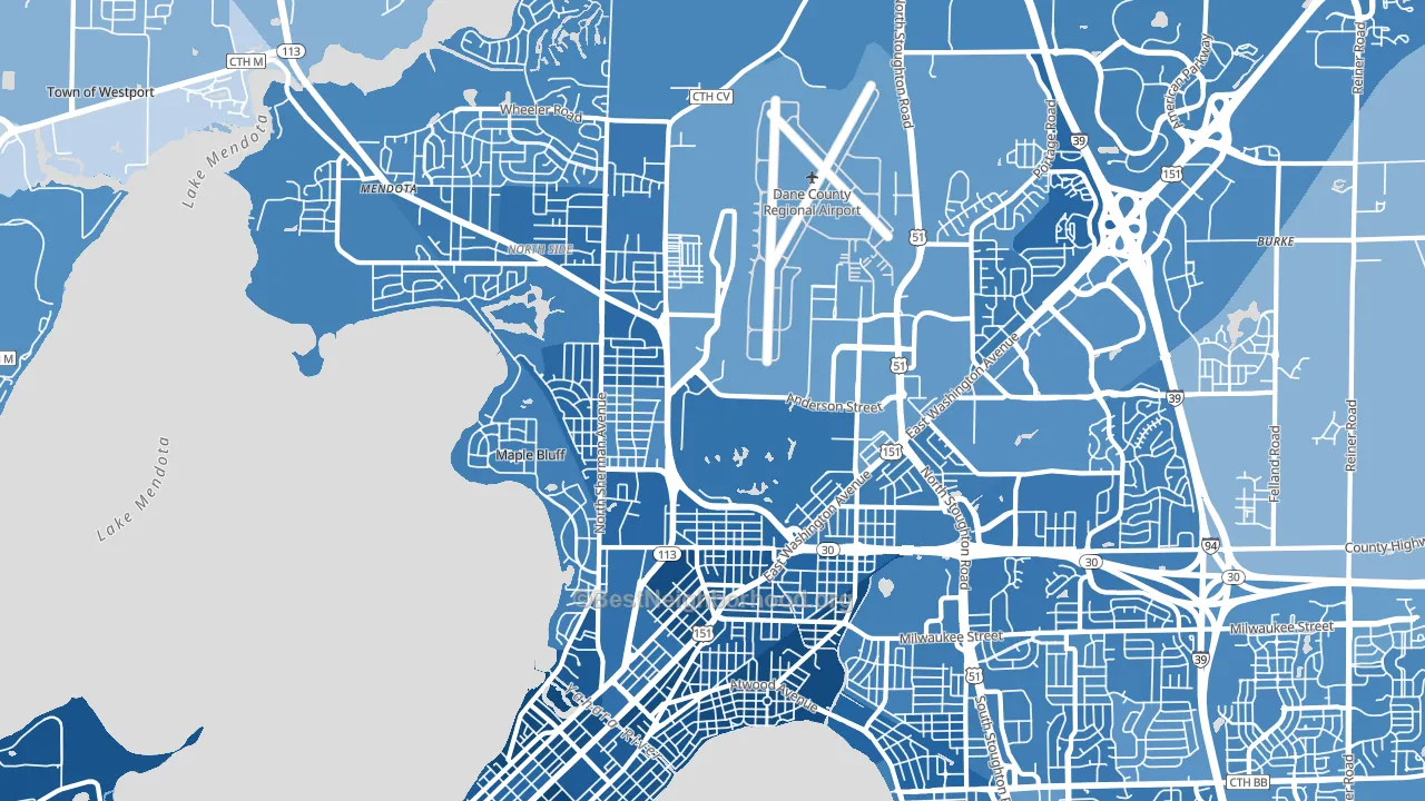 53704, WI block-group political-lean map
