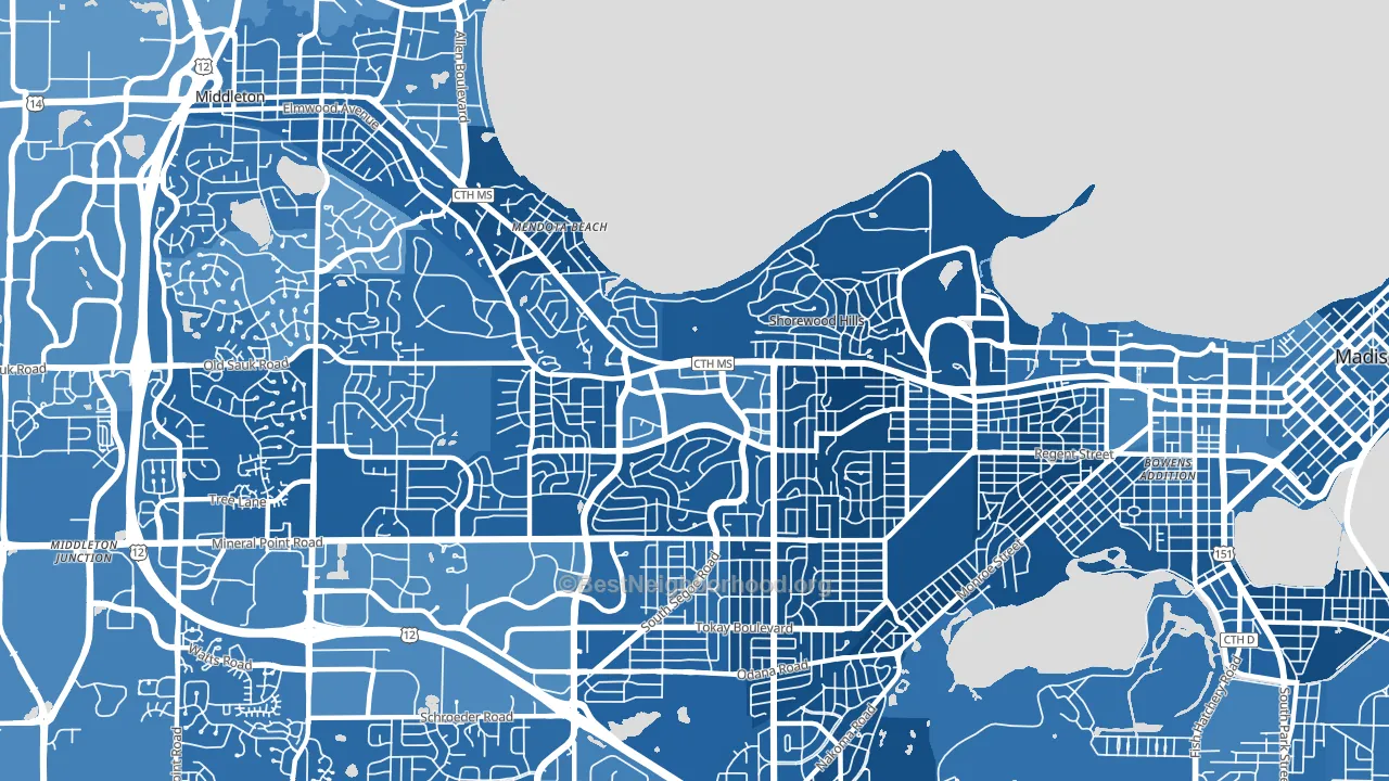 53705, WI block-group political-lean map