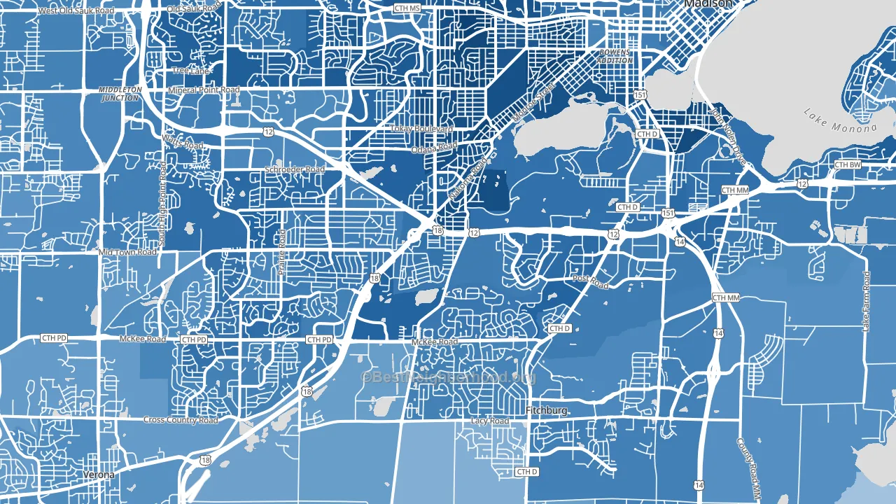53711, WI block-group political-lean map