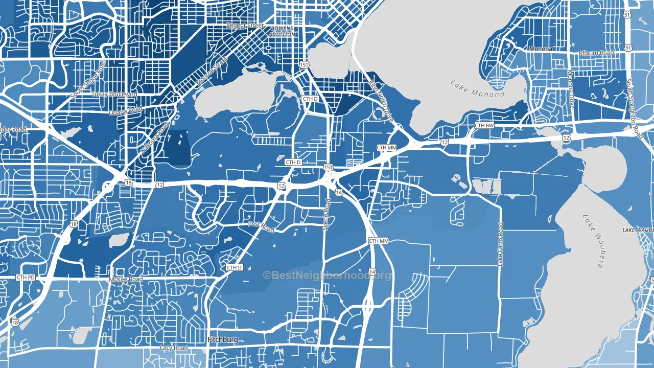 53713, WI block-group political-lean map
