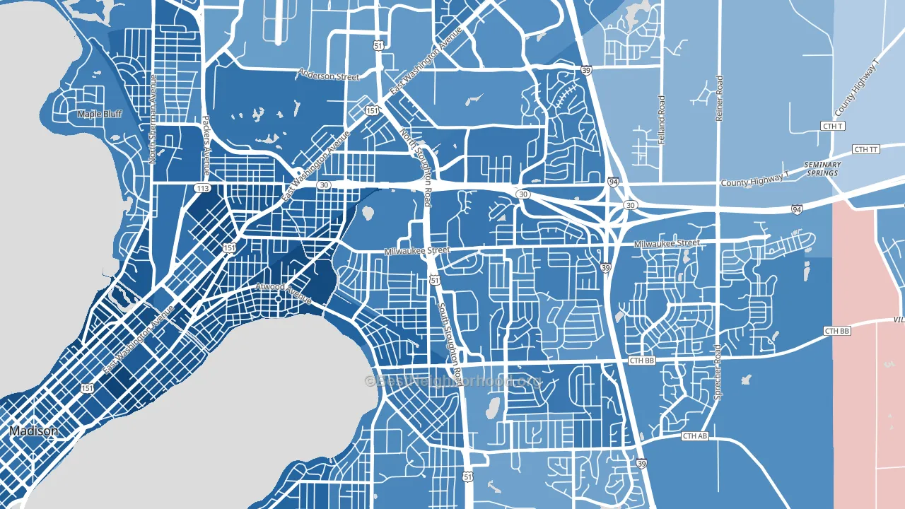 53714, WI block-group political-lean map