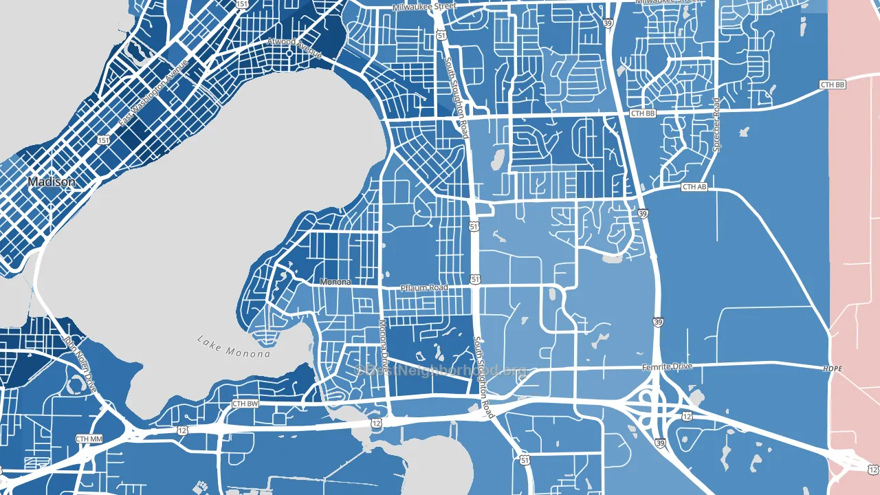 53716, WI block-group political-lean map