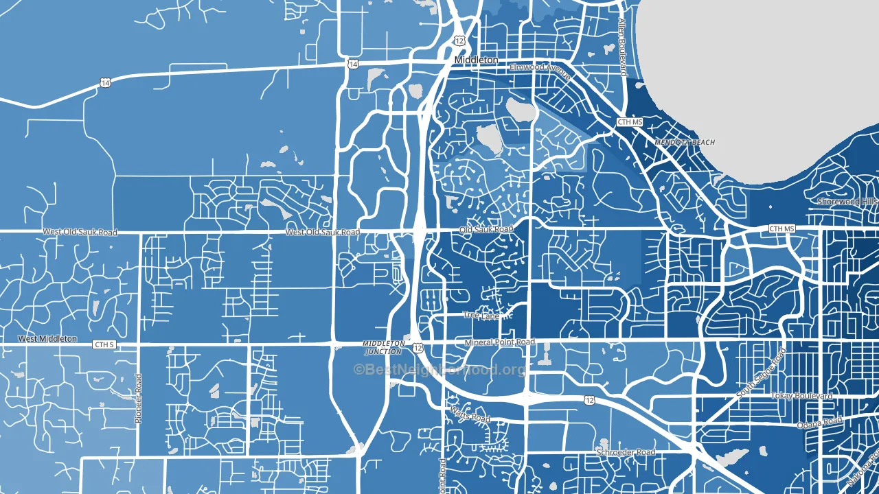 53717, WI block-group political-lean map