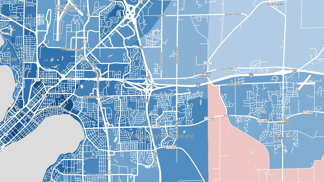 53718, WI block-group political-lean map