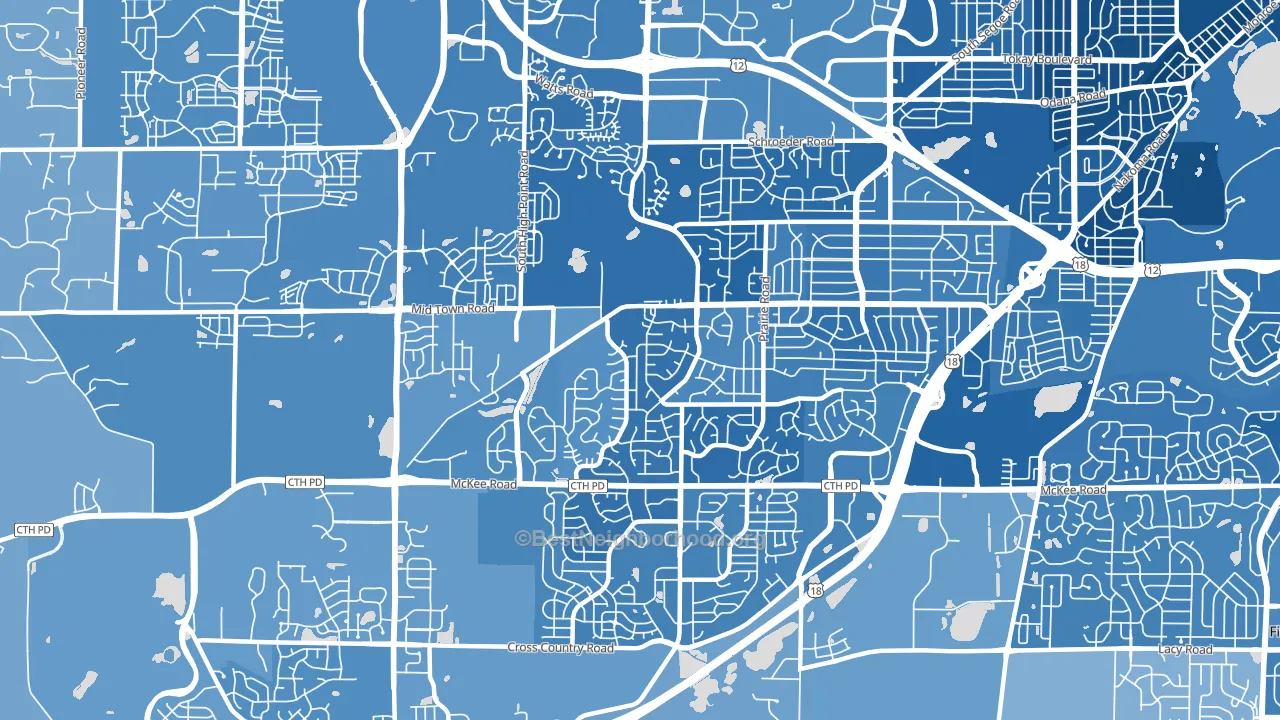 53719, WI block-group political-lean map