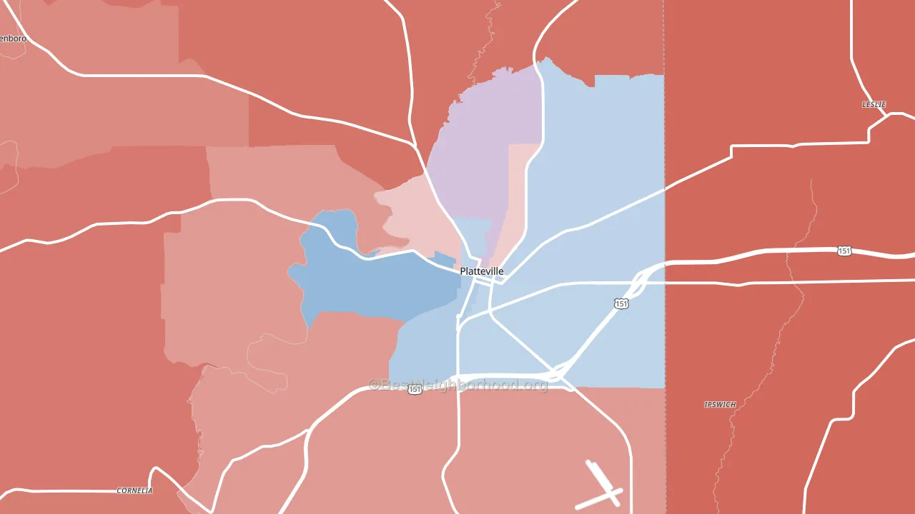 53818, WI block-group political-lean map