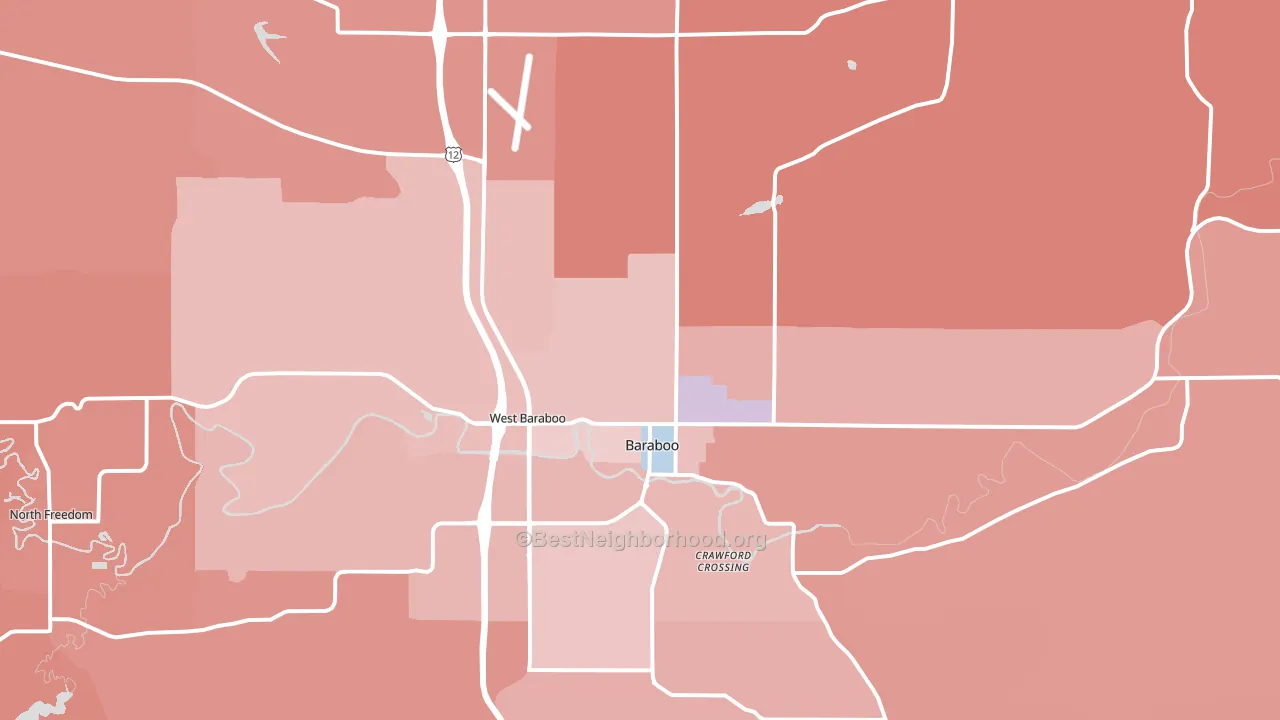 53913, WI block-group political-lean map