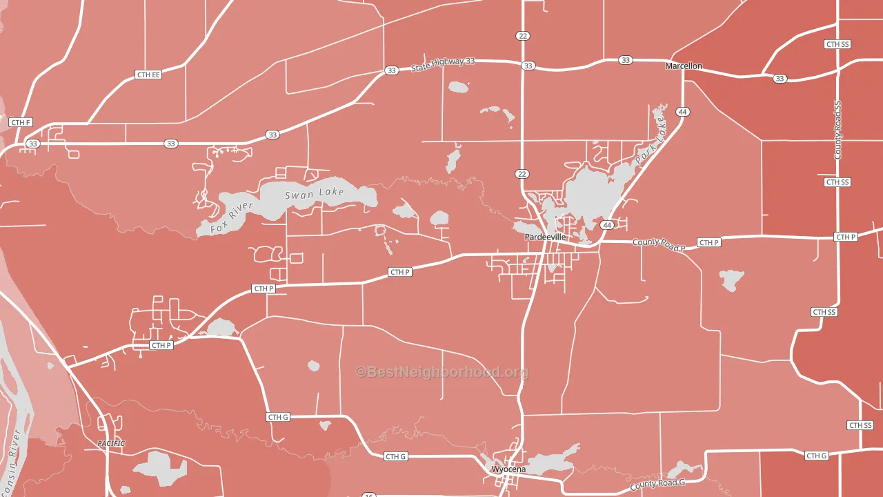 53954, WI block-group political-lean map