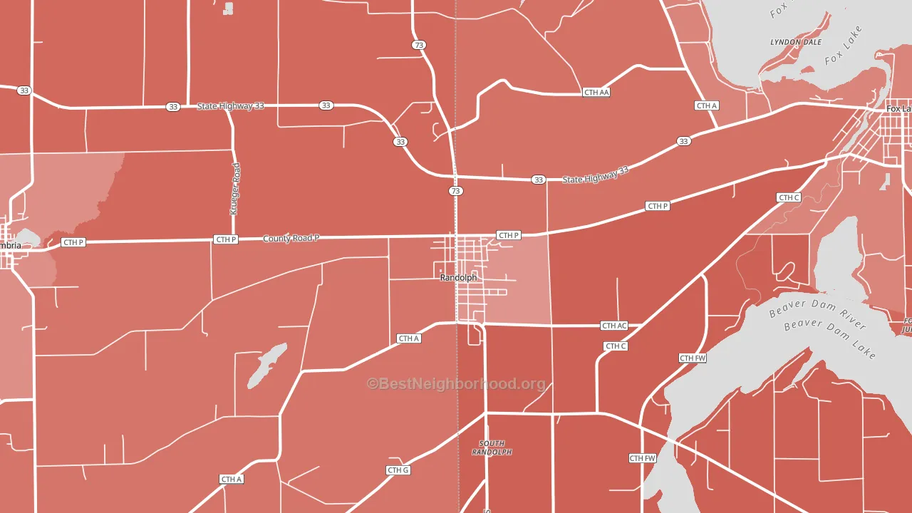 53956, WI block-group political-lean map