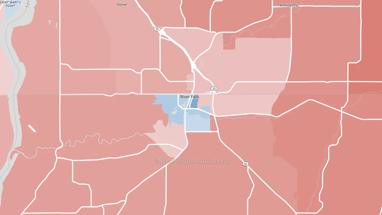 54022, WI block-group political-lean map