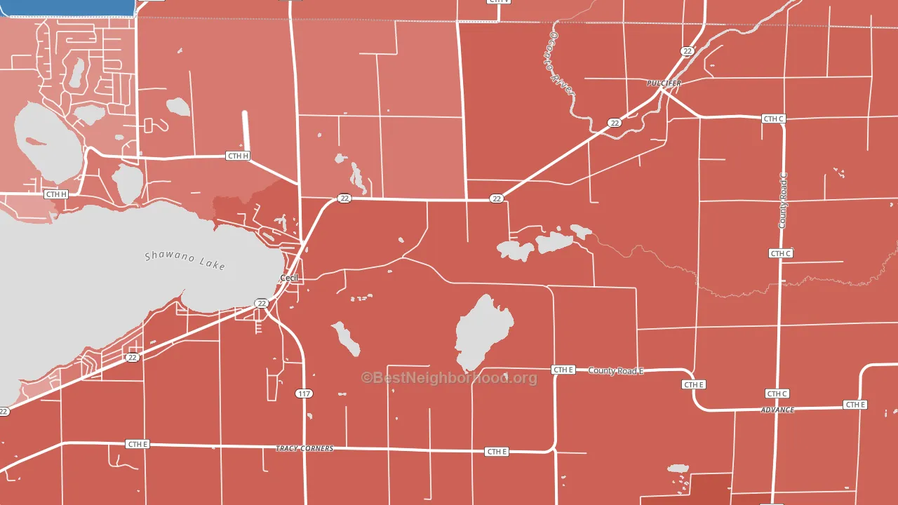 54111, WI block-group political-lean map