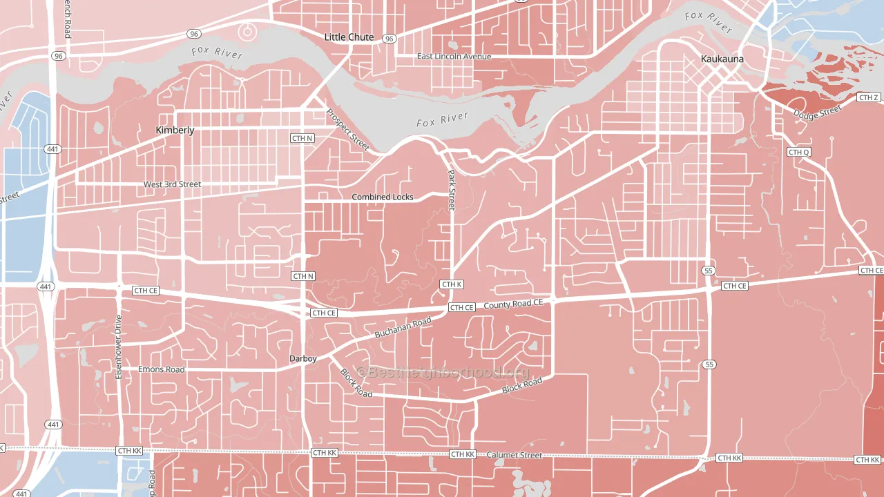54113, WI block-group political-lean map