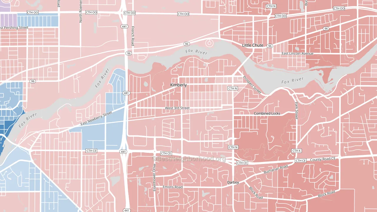 54136, WI block-group political-lean map