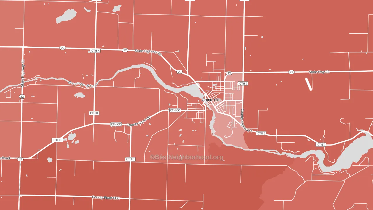 54154, WI block-group political-lean map
