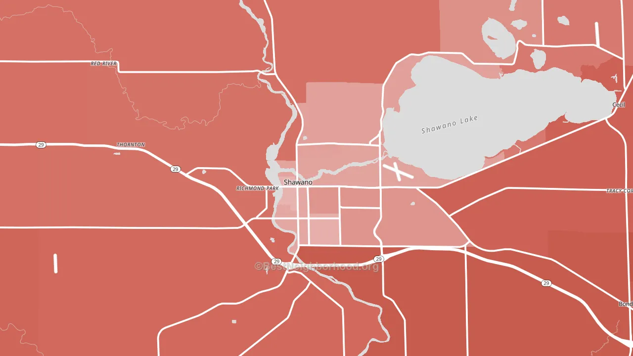 54166, WI block-group political-lean map