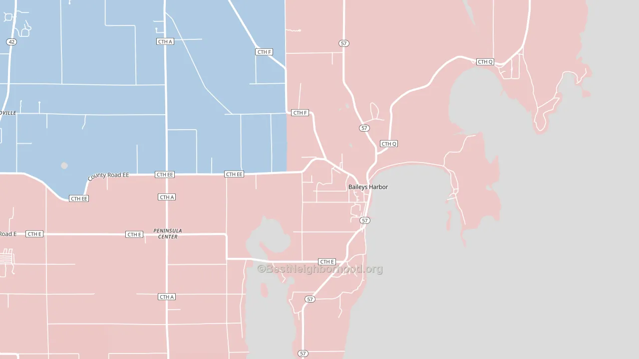 54202, WI block-group political-lean map