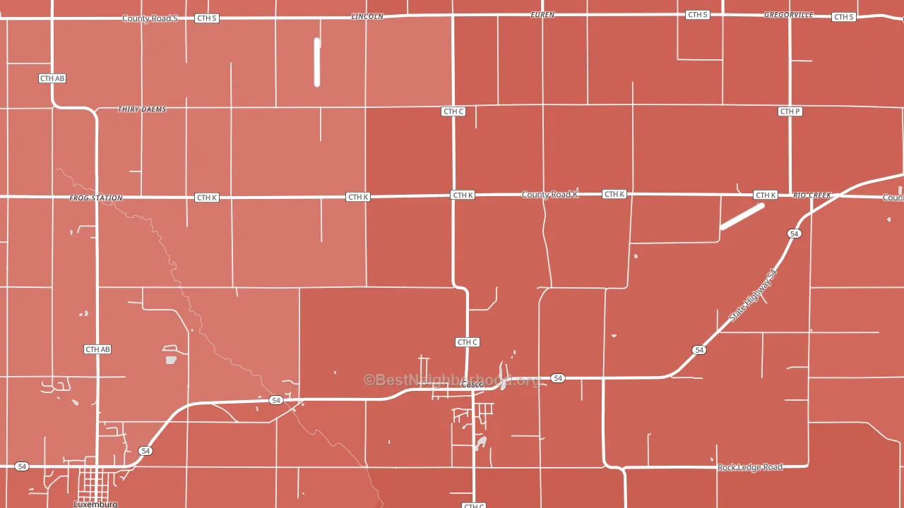 54205, WI block-group political-lean map