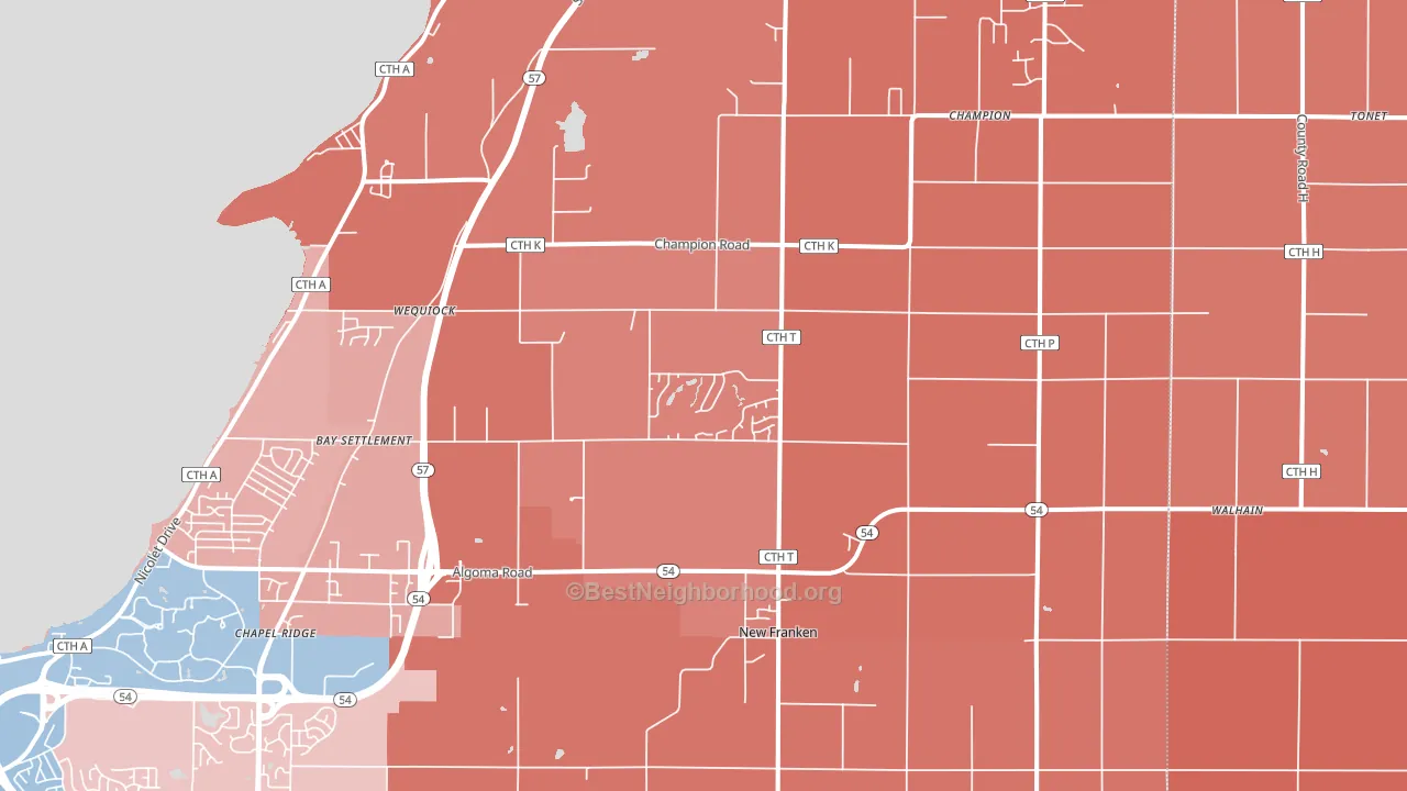 54229, WI block-group political-lean map
