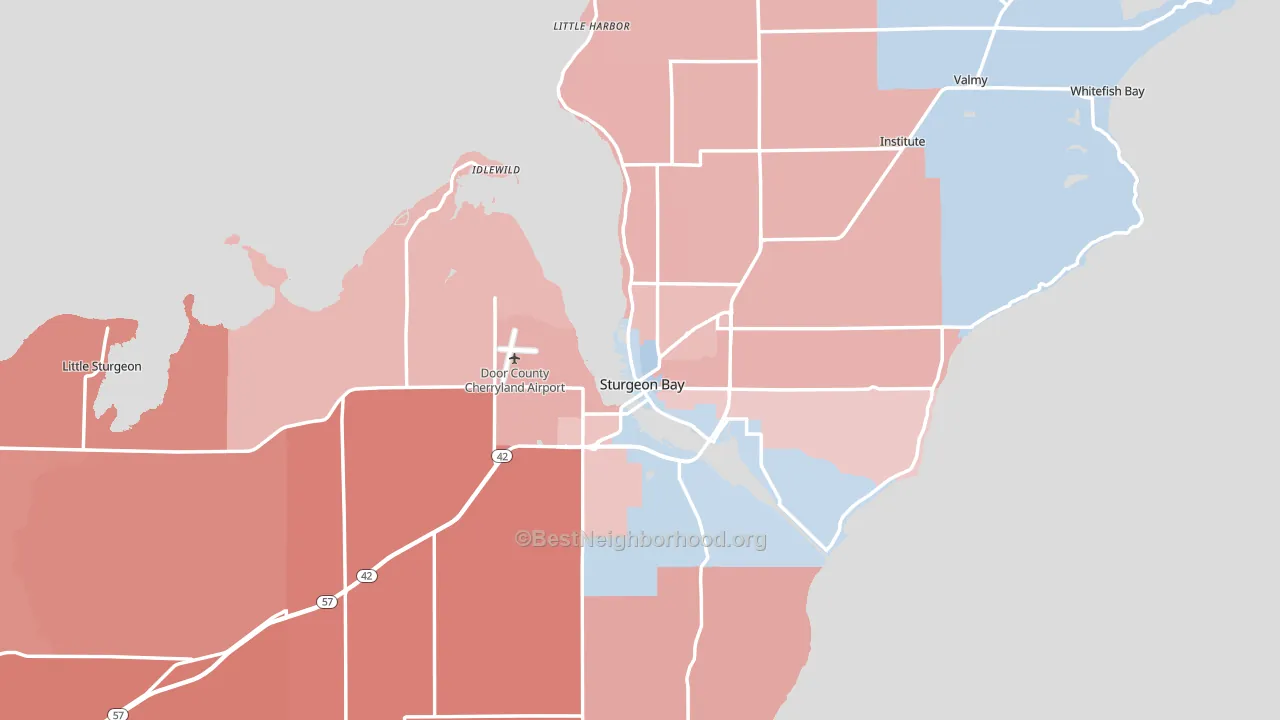 54235, WI block-group political-lean map