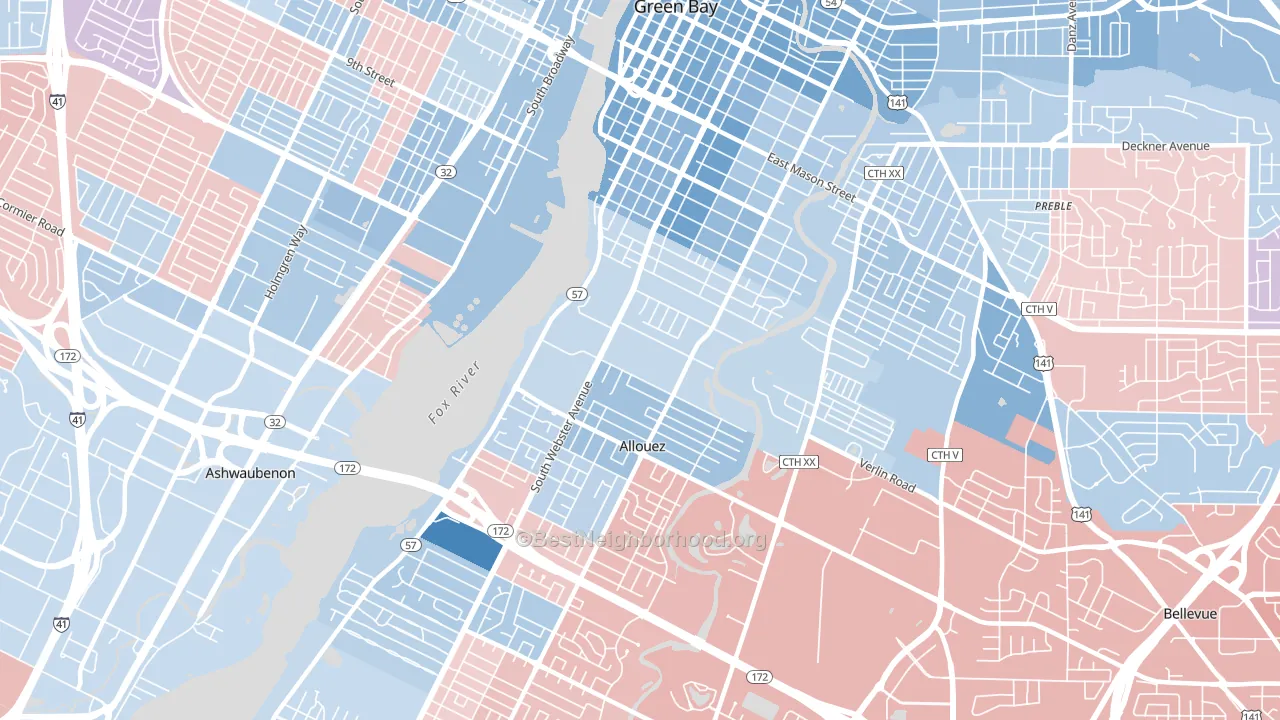 54301, WI block-group political-lean map