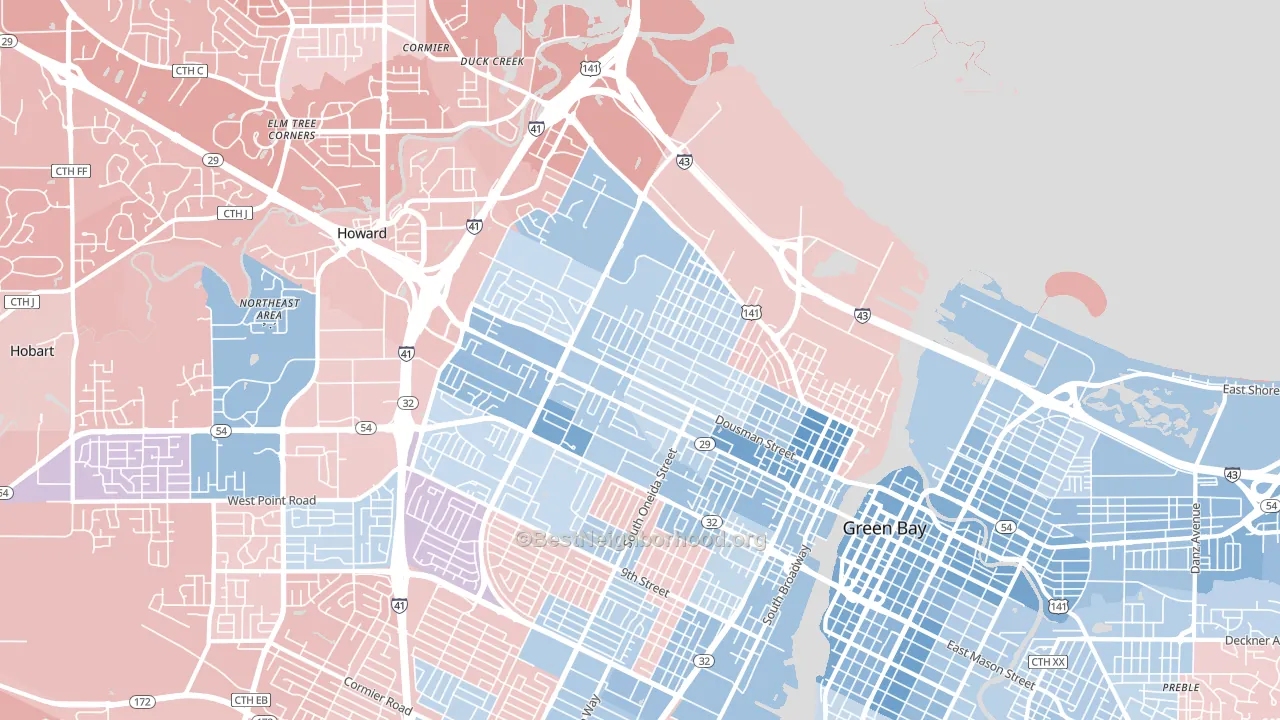 54303, WI block-group political-lean map