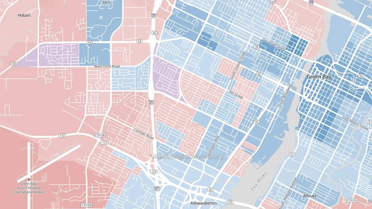 54304, WI block-group political-lean map