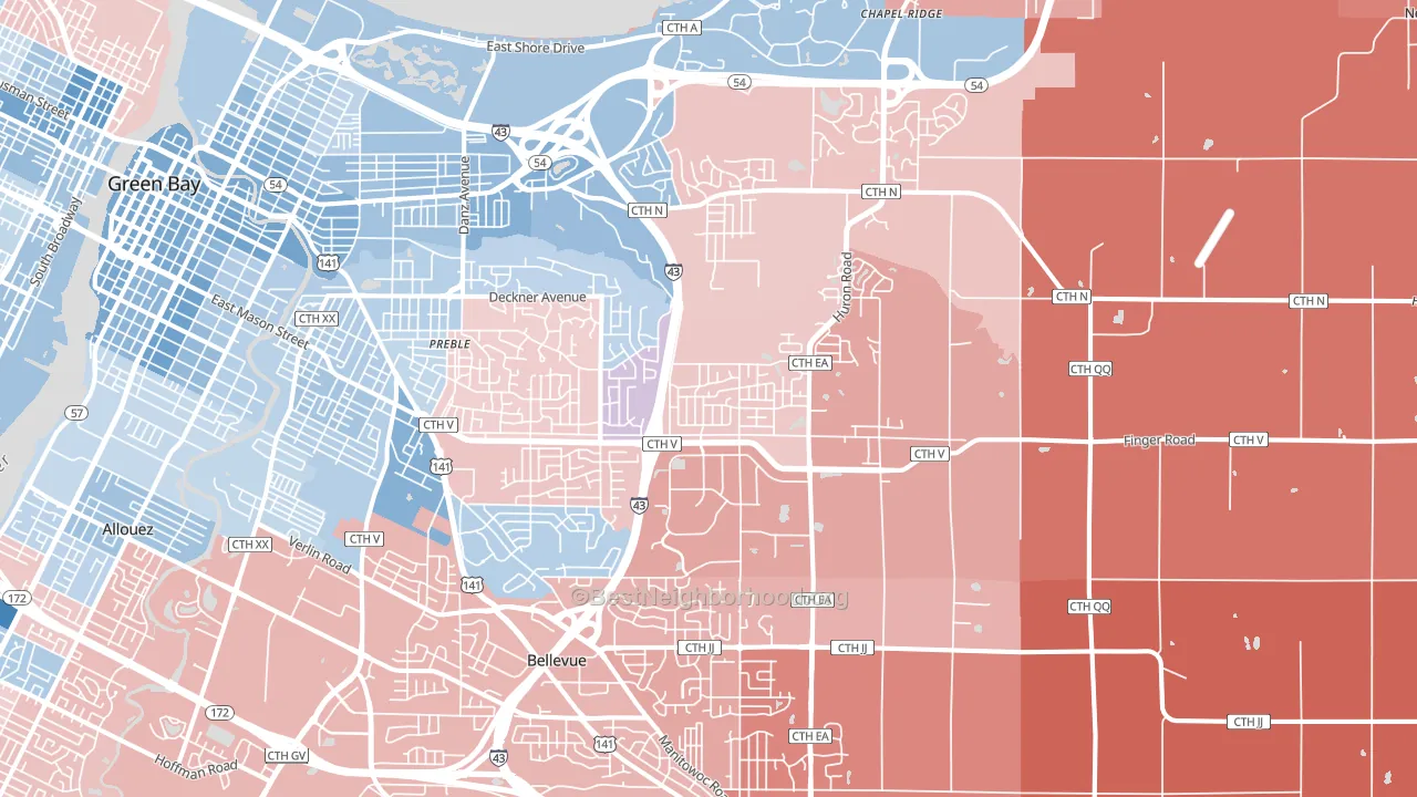 54311, WI block-group political-lean map
