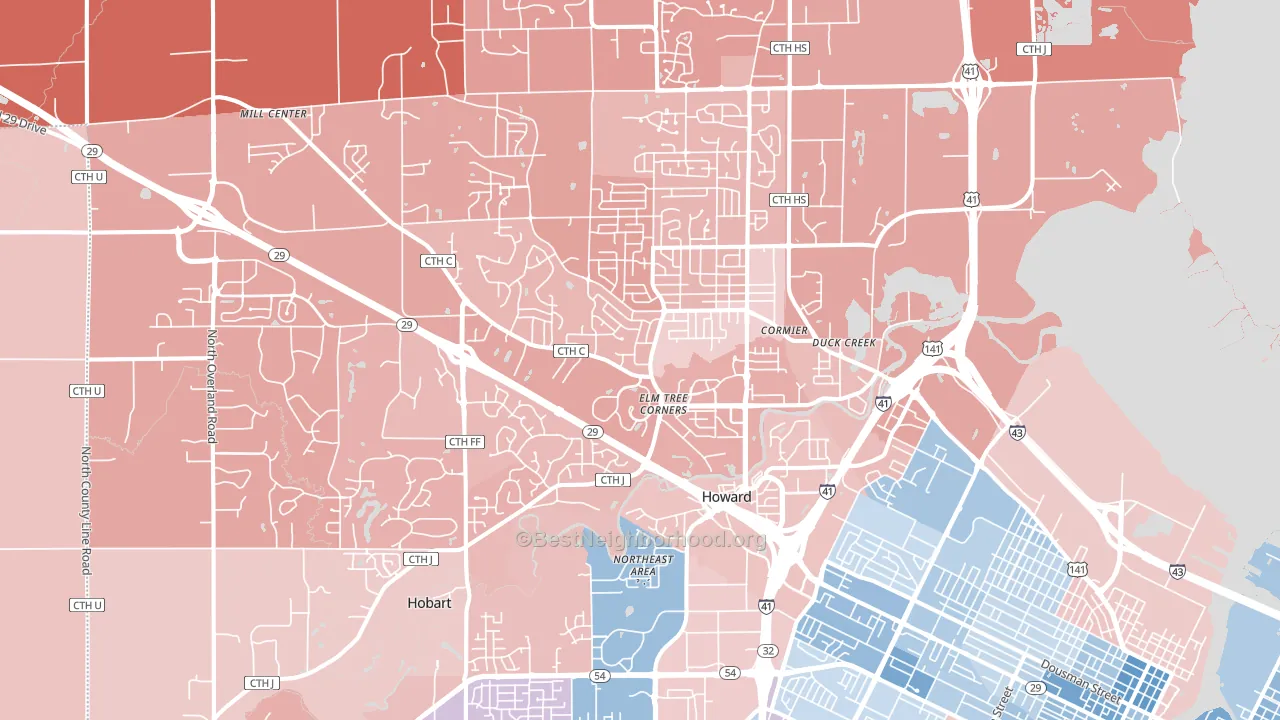 54313, WI block-group political-lean map