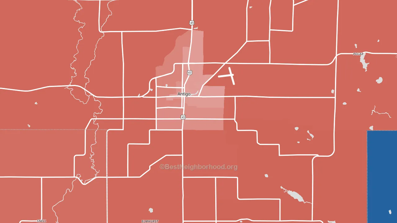 54409, WI block-group political-lean map
