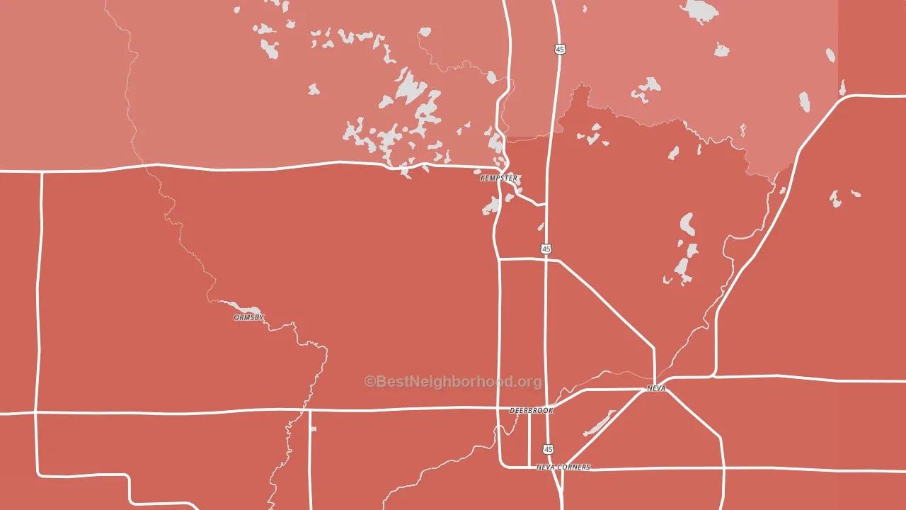 54424, WI block-group political-lean map