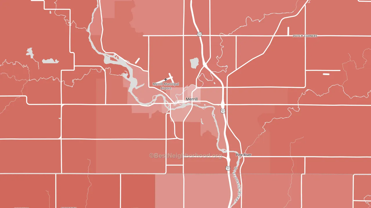 54452, WI block-group political-lean map