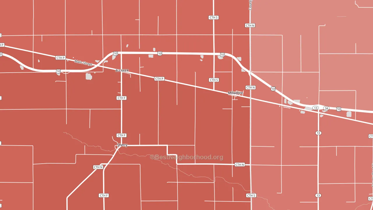 54454, WI block-group political-lean map