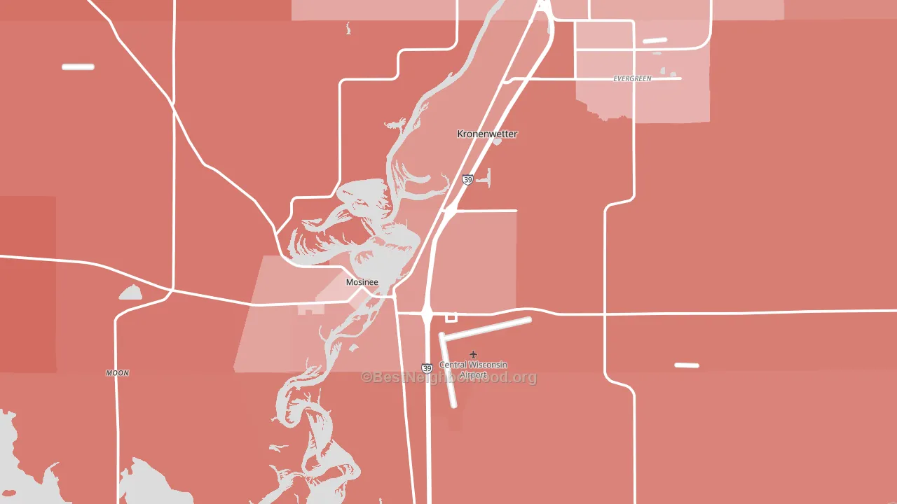 54455, WI block-group political-lean map
