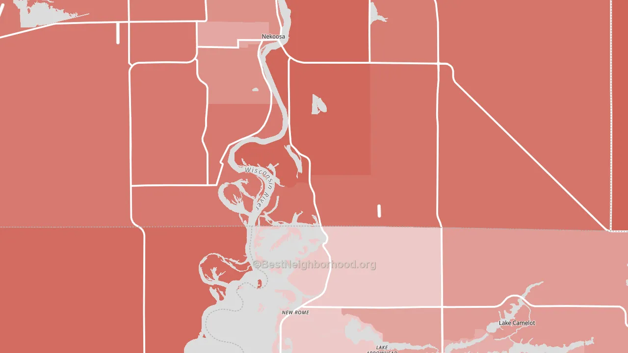 54457, WI block-group political-lean map
