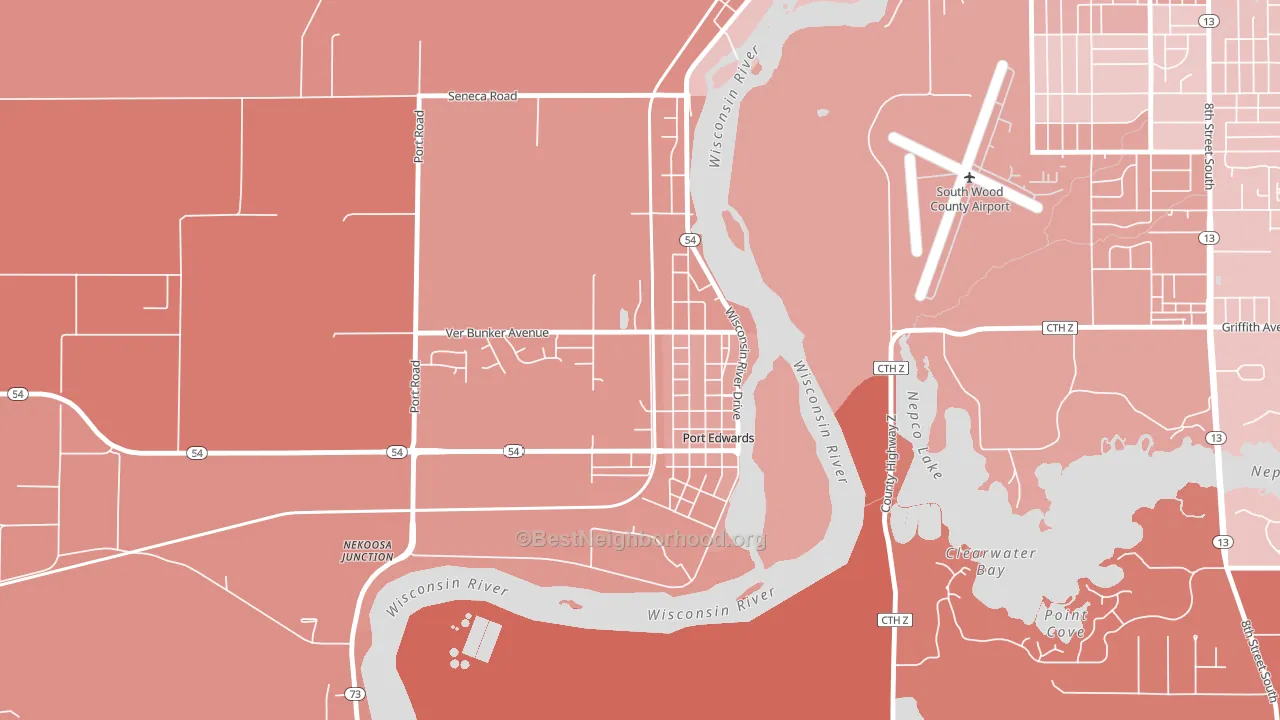 54469, WI block-group political-lean map